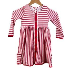 Swoon Baby Red Candy Striped Long Sleeve Pocket Knit Dress Cottage 5 Girls